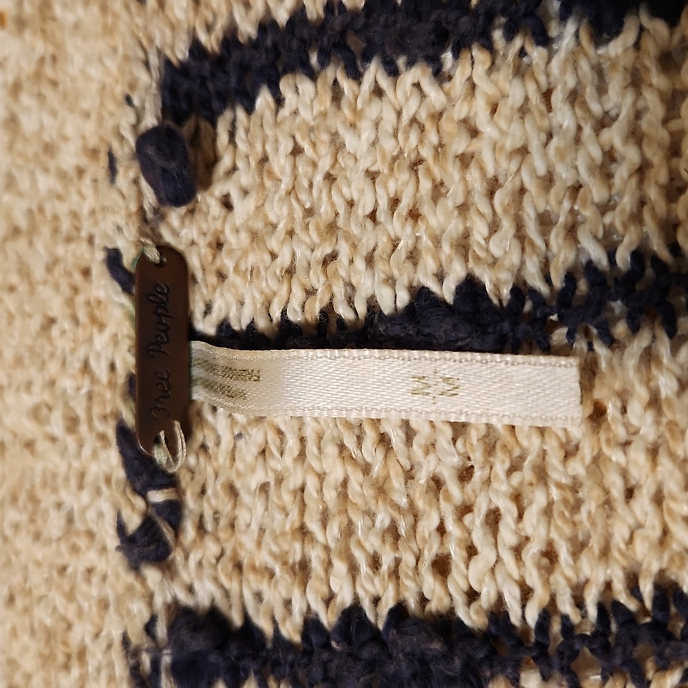 FreePeople Stripe Duster Cardigan Sweater With Brass Snap Buttons. Oversize M - Picture 7 of 8